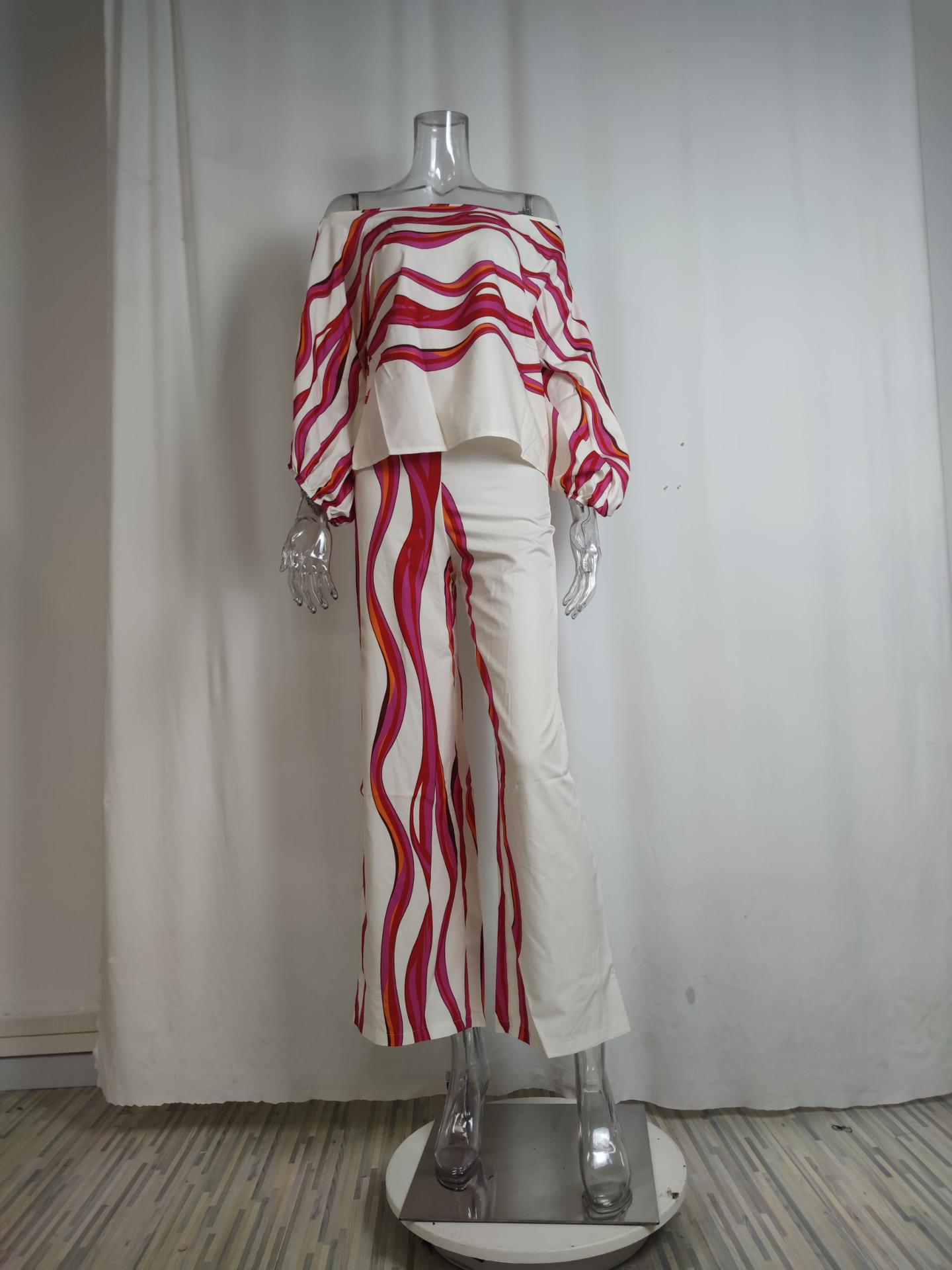 top ampio con maniche a pipistrello + pantaloni a gamba larga set alla moda in due pezzi_voghion.com