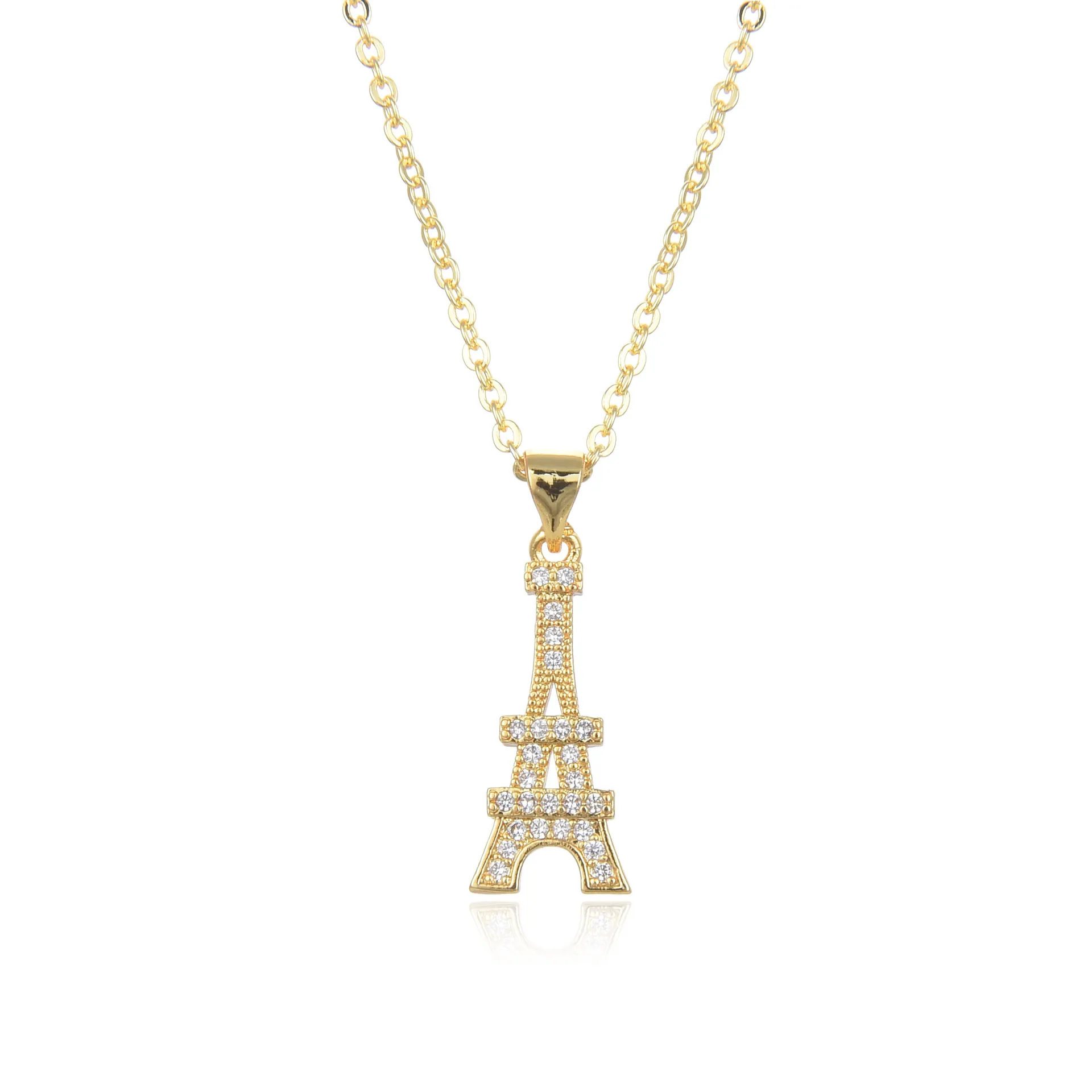 Colliers pendentifs couleur argent en forme de tour Eiffel, chaîne de clavicule, breloque, bijoux de fiançailles exquis pour femmes_voghion.com
