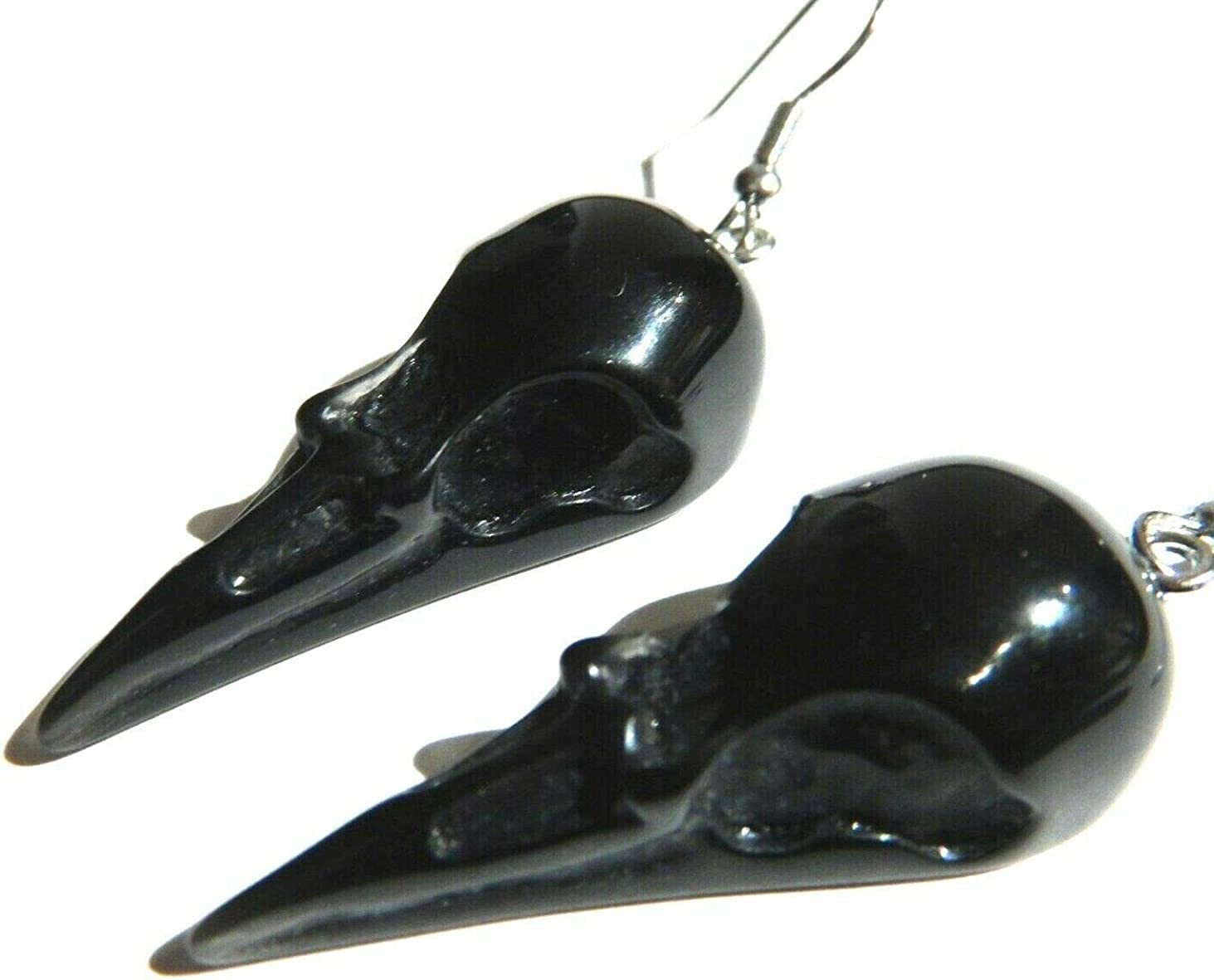 Orecchini leggeri orecchini a forma di testa di uccello orecchini a forma di testa di corvo in acrilico nero ganci per le orecchie gotici mistici_voghion.com