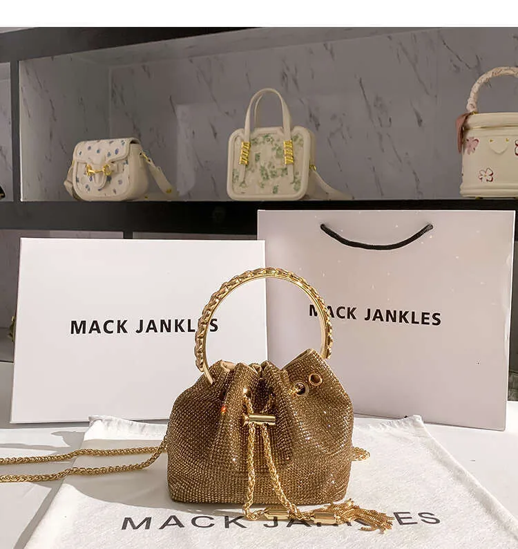 Gold Dia Abend Kupplung Hochzeit Party Designer Shiny Rhie Eimer Geldbörse Frauen Handtasche Schulter Messenger Tasche_voghion.com