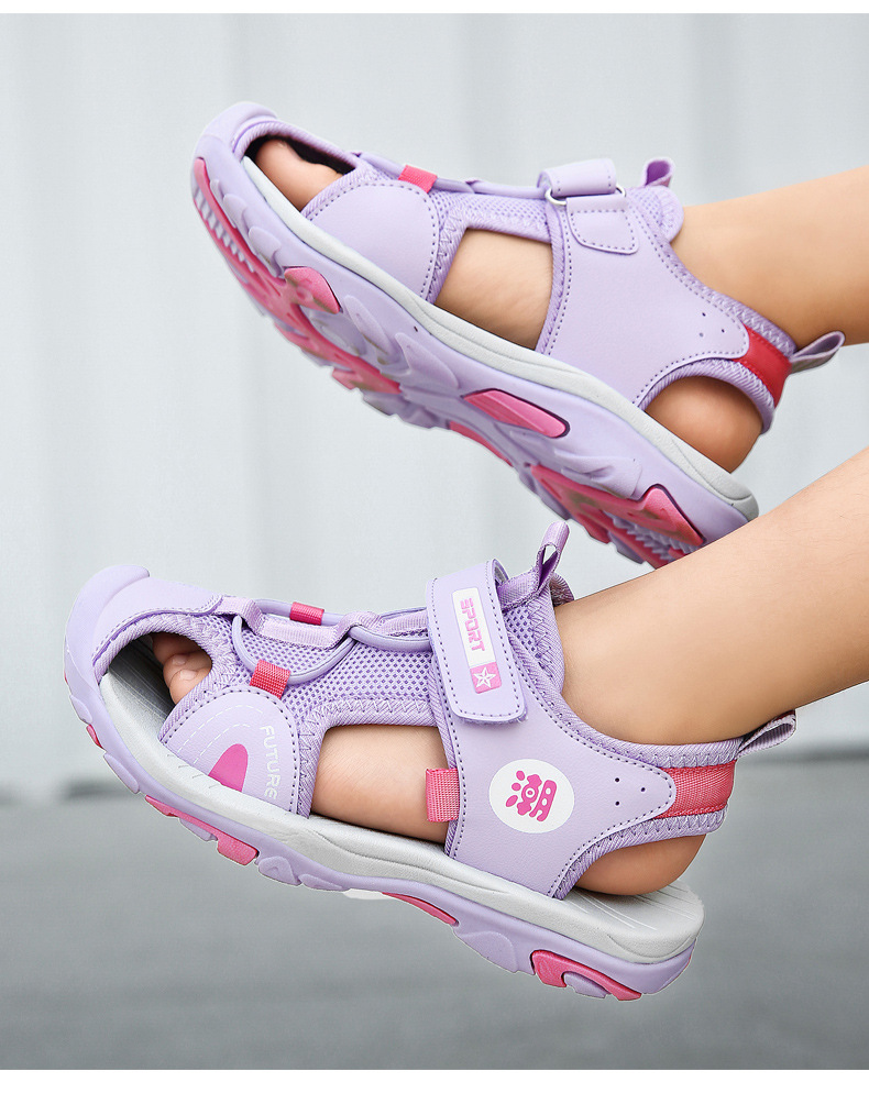 Sandalen mit Kopf für Kinder, Collision Hollow Out 2024 Sommer Student Anti-Rutsch-Strandschuhe für Mädchen mit weicher Sohle_voghion.com