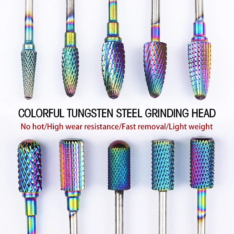 Frese in carburo di tungsteno per trapano elettrico per unghie Manicure Pedicure Punta per trapano Utensile per lucidatura Lime per unghie Accessorio
