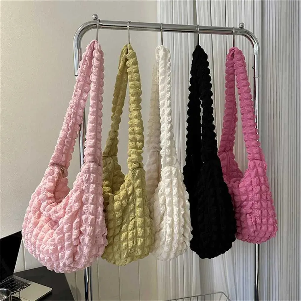 Umhängetasche mit Plissee-Design, Schulter- und Unterarmtasche, einfache Bettwäsche-Handtasche mit großem Fassungsvermögen, Y241025_voghion.com