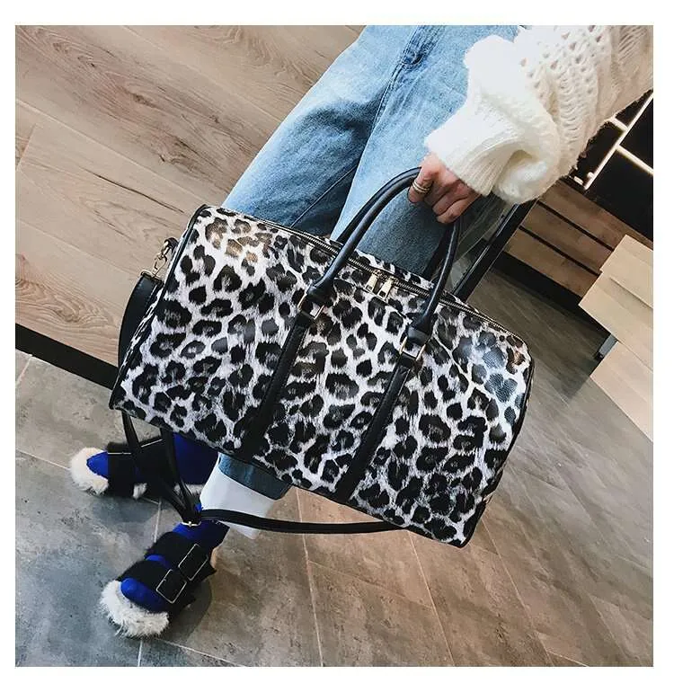 Europe American Fashion Leopard Print Handbag Large Capacity Gym Bags Travel Shopping Tote Bag Street Dressing_voghion.com