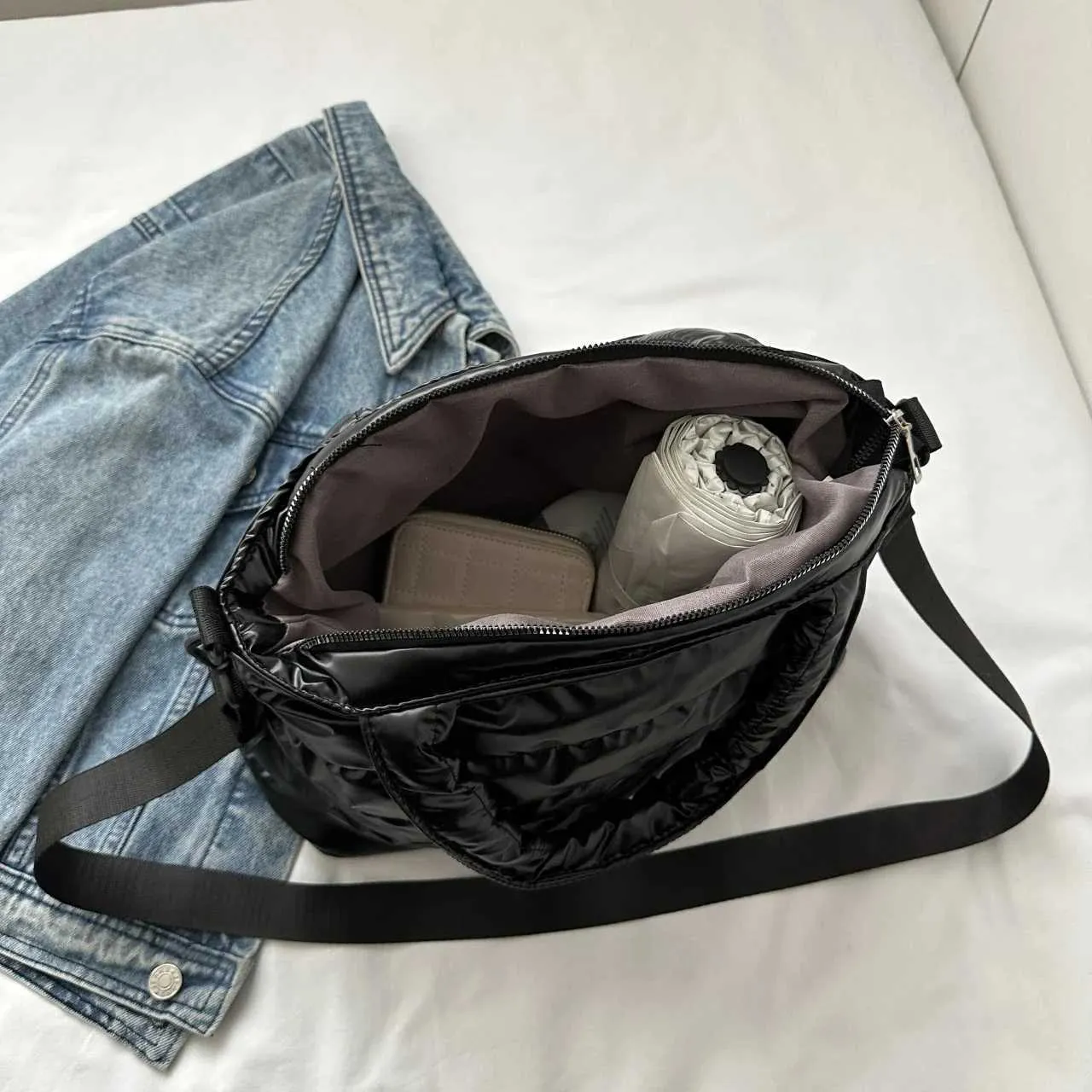 Gesteppte Damen Schultertasche Große Wasserdichte Ledertasche_voghion.com