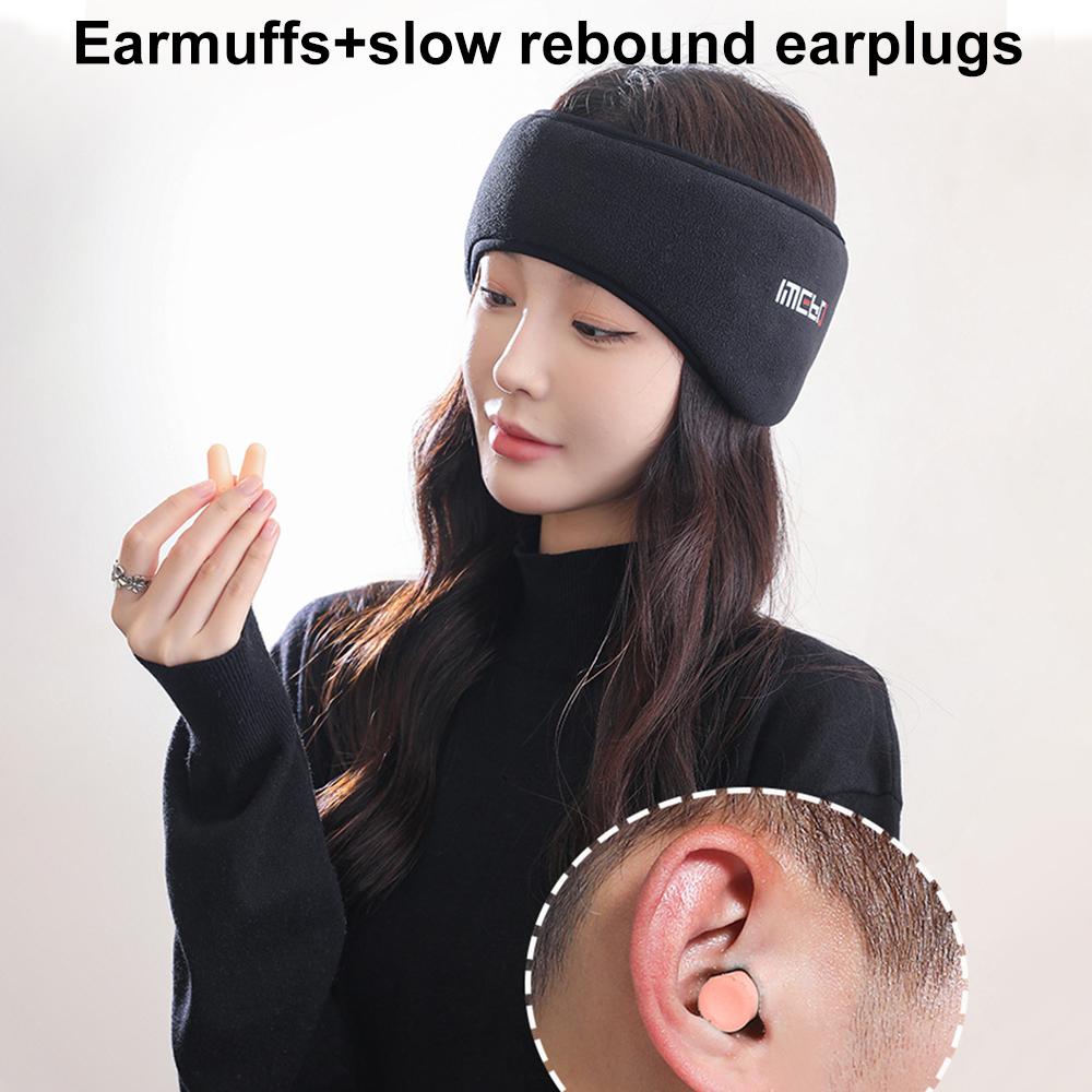 Maschera per dormire con paraorecchie, in peluche, carina, da sogno, per dormire, per donne, calda e rilassante, in peluche, benda in cotone per occhi_voghion.com