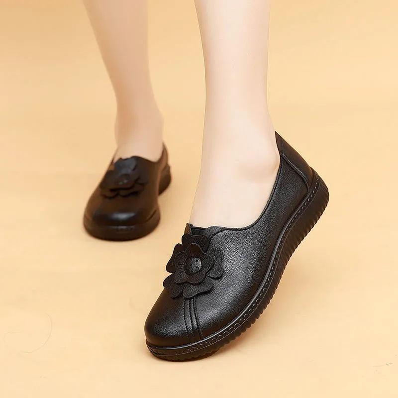 2022 Retro Loafers Frauen Wohnungen Slip auf Frau Frühling Herbst Flach Weiche Mama Casual Schuhe Schwarz_voghion.com