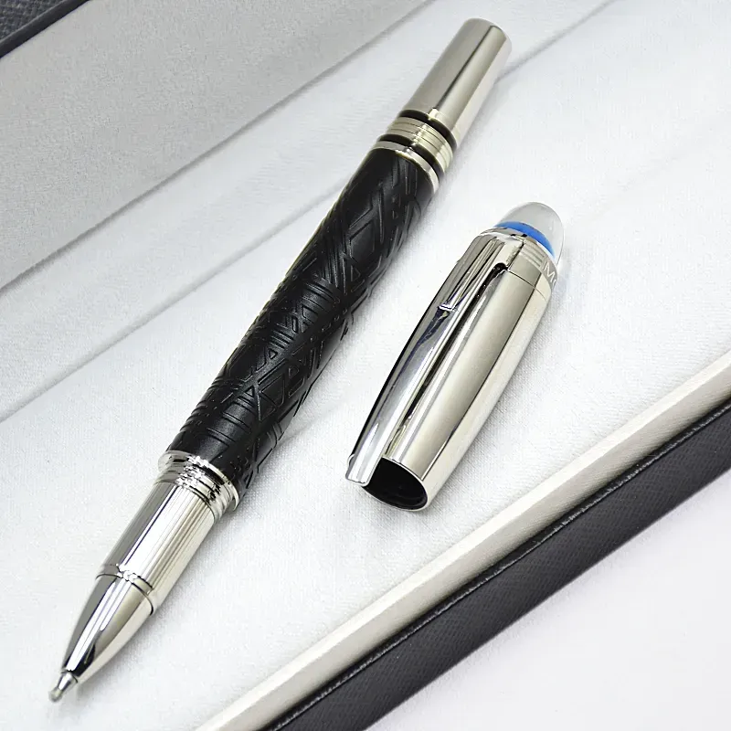 wholesale Wholesale Wholesale Luxury Monte Starwalk Blue Crystal Top Rollerball Pen Ballpoint Pen Metal Relief Barrel Office Writing Fountain Pens_voghion.com