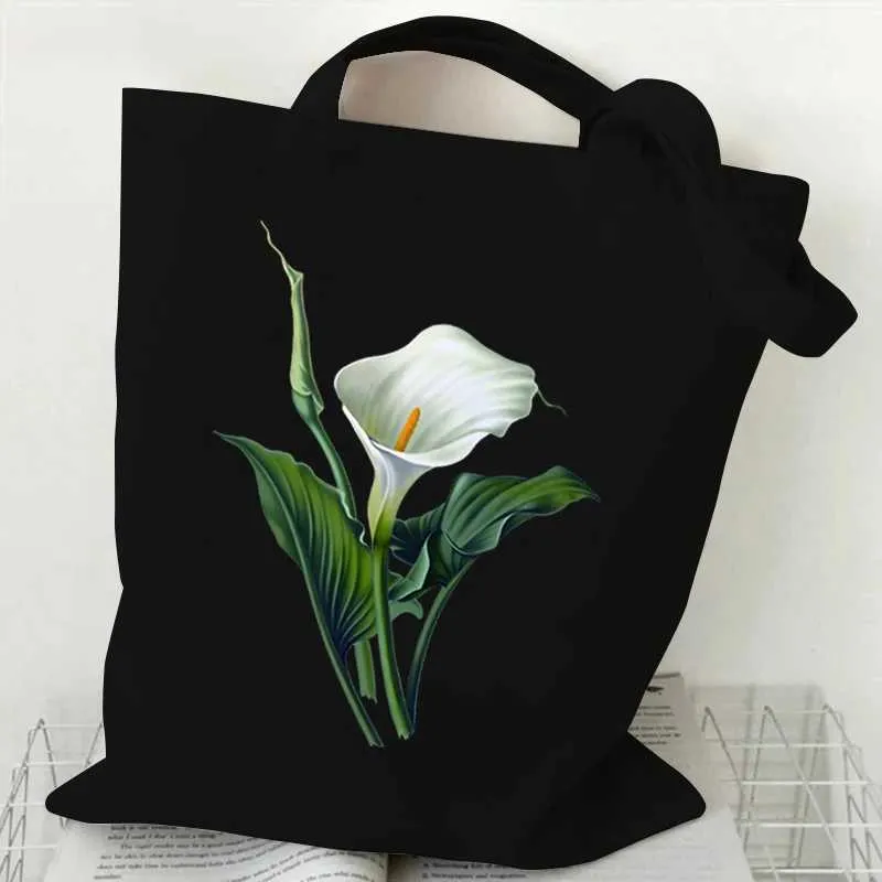 Designová taška, módní plátno, olejomalba s divokým potiskem, nákupní taška přes rameno, rostlinný styl, sedmikráska, retro, ral, dámská kabelka_voghion.com