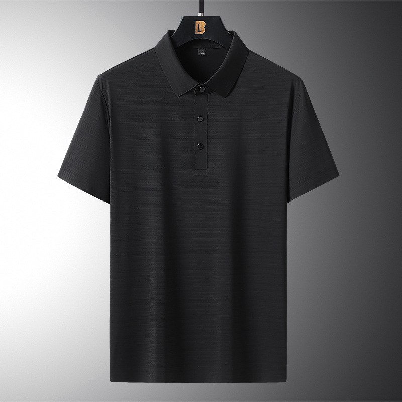 Polo da uomo in seta ghiacciata, sottile, a maniche corte, con risvolto, ad asciugatura rapida_voghion.com