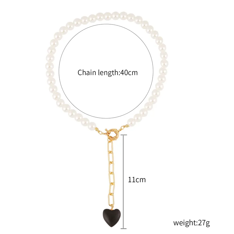 Collane con ciondolo Collana con catena di perle Doppia nera Amore Ritratto Farfalla Conchiglia Strass Rotondo Per donne Ragazza Regalo_voghion.com