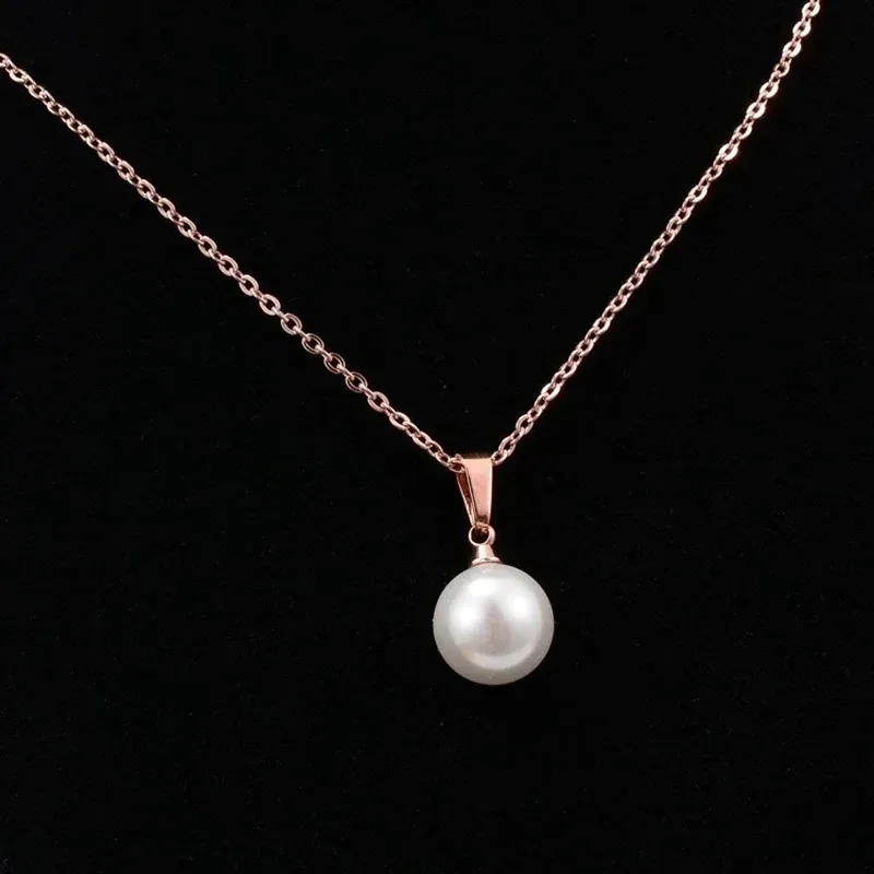 Edelstahl Perlenkette Mit Anhänger Für Damen Schmuck_voghion.com