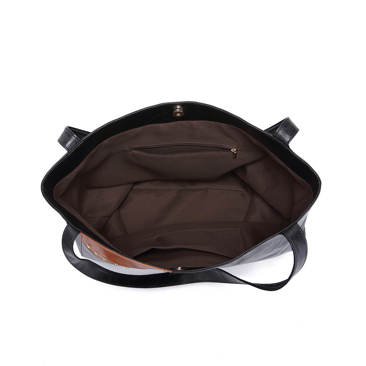 Borsa da donna, stile retrò, con rivetti, cuciture a contrasto, grande capacità, borsa a tracolla da donna_voghion.com