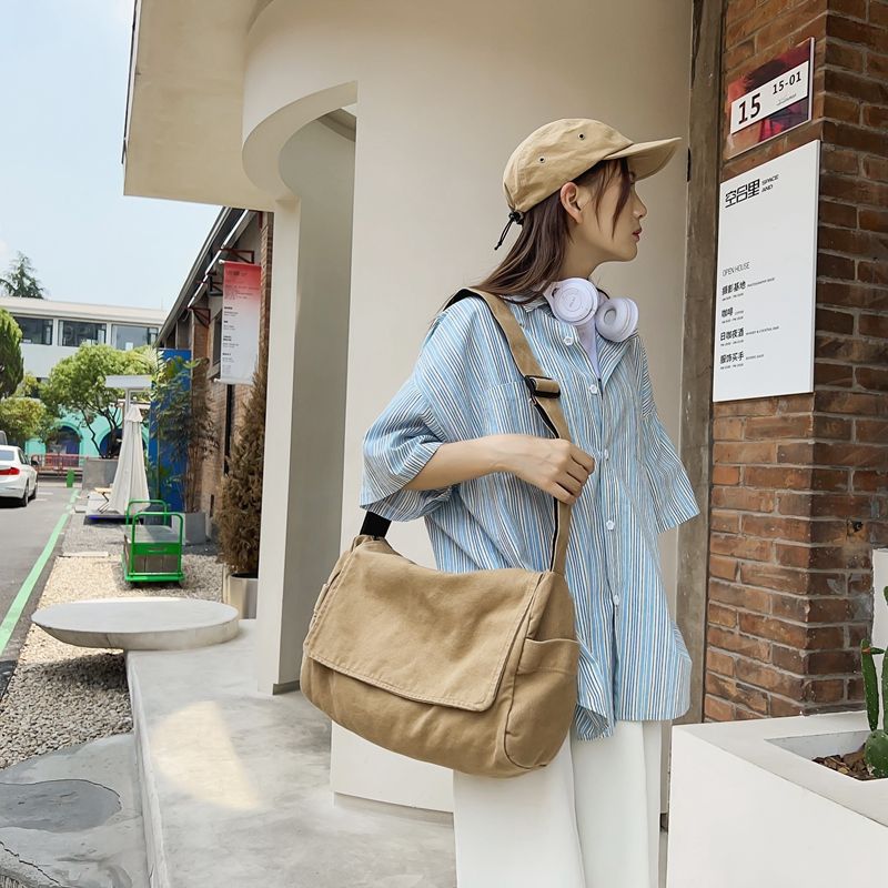 Damen Messenger Vintage Toile Adolescent Schultertasche Tragetaschen Casual Handtasche Sac À Bandoulière_voghion.com
