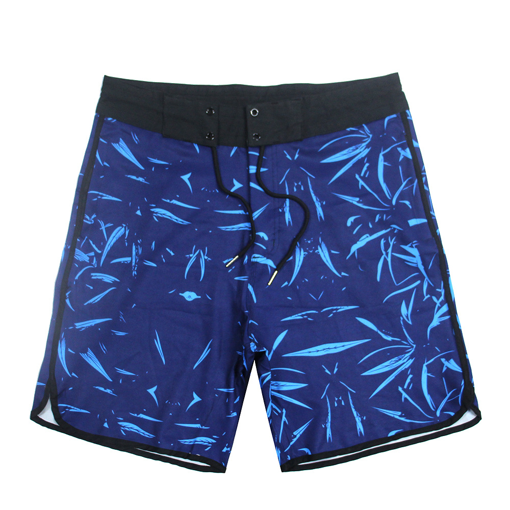 Herren Volldruck Blatt Schnelltrocknende Stretch Surf Shorts Sanya Urlaub Freizeit Sport Strandhose_voghion.com