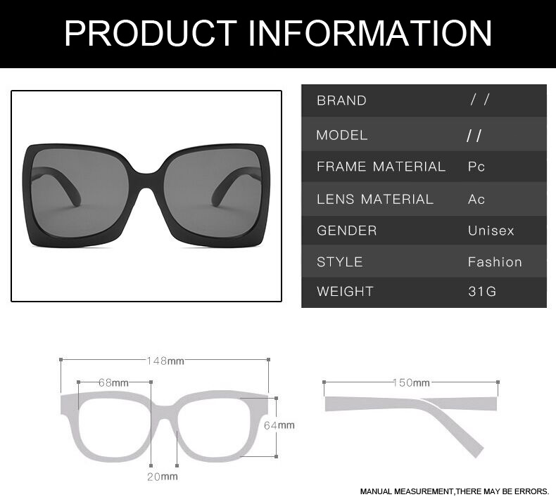 Oversized Square Sunglasses Woman Fashion Brand Designer Sun Glasses Female Big Frame Retro Mirror Vintage Oculos De Sol_voghion.com