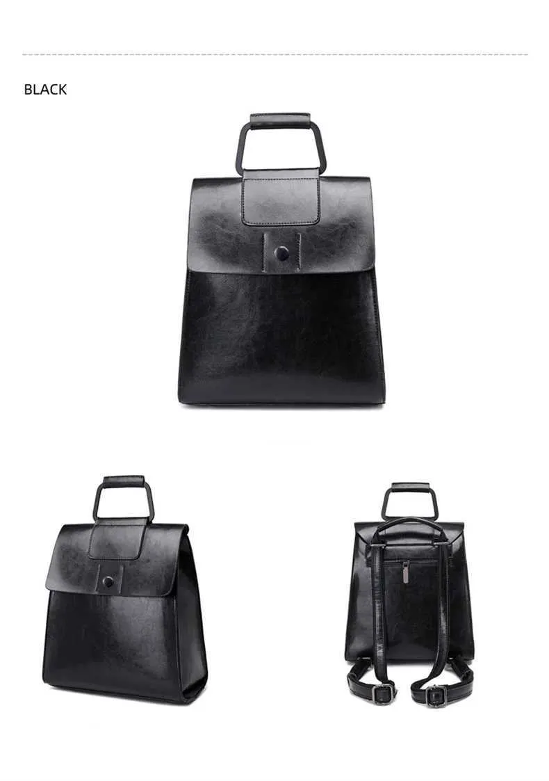 Vintage Women's Leather Backpack Large Capacity Travel Rucksack_voghion.com