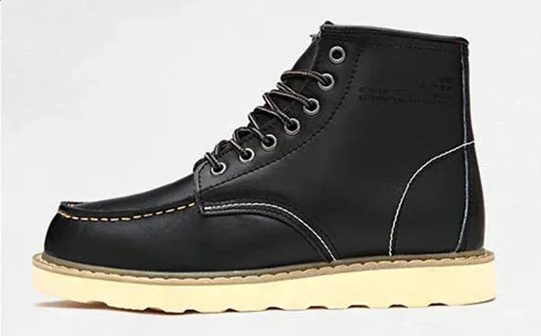 Wanter Lieder Männer Waarm Männer Schnéi mat Pelz Waasserdicht Handgemaachte Knöchelstiefelen Rutschfest Héich Top Männer Aarbechtsschuhe 240830_voghion.com