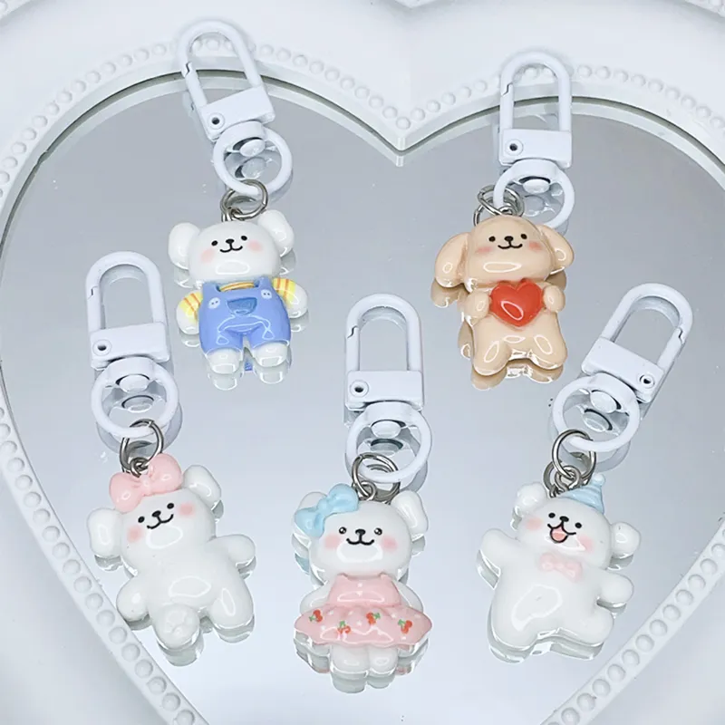 Cartoon Puppy Keychain Cute Butterfly Knot Love Overalls Cherry Skirt Dog Keyring Pendant Backpack Charms Car Bag Gifts_voghion.com