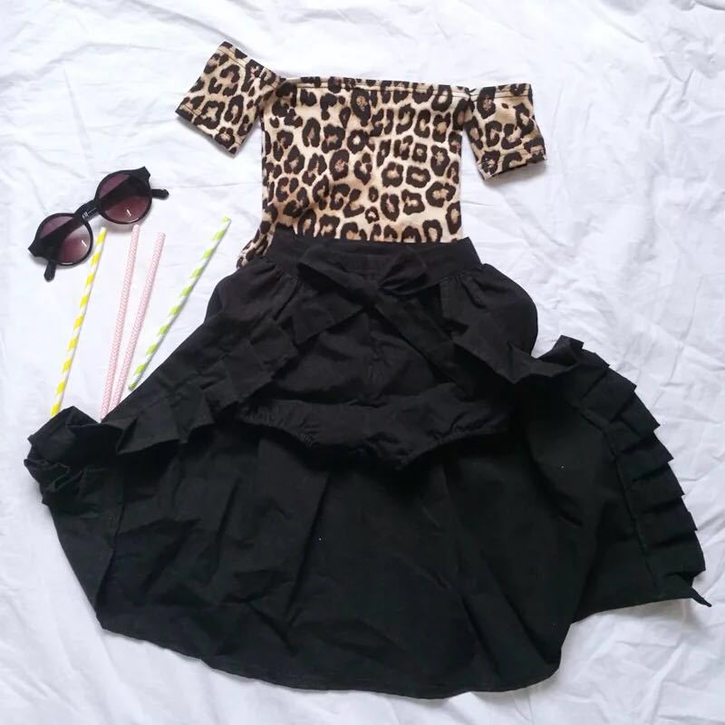 Mutter & Kinder kinder kleidung für mädchen leopard print korsett schwalbenschwanz rock vier-stück kinder anzug für mädchen_voghion.com