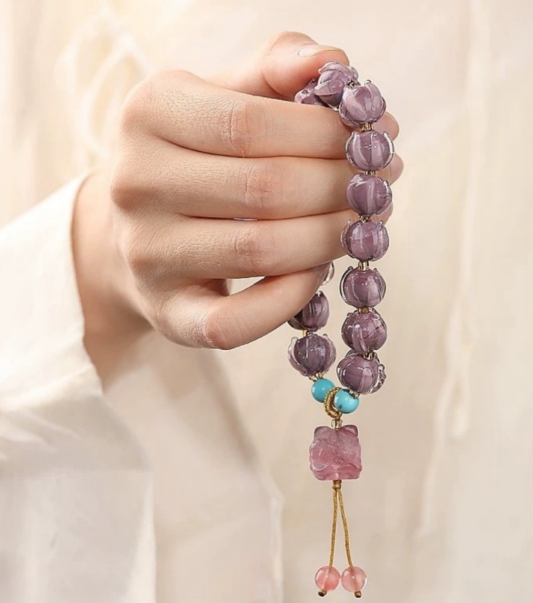Neuer Tempel im gleichen Stil Dushan Lila Glas Lotus Hand Strang Eisklares Glas Lotus Hand Strang Erwachen Löwe Kulturspiel Hand Strang_voghion.com