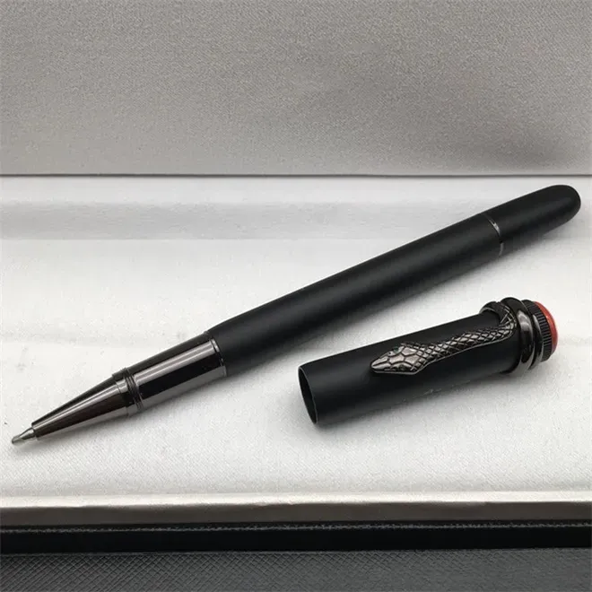 Vente en gros Stylo à bille / roller à clip serpent noir mat de haute qualité, papeterie de bureau, écriture, cadeau, stylos à plume à encre_voghion.com