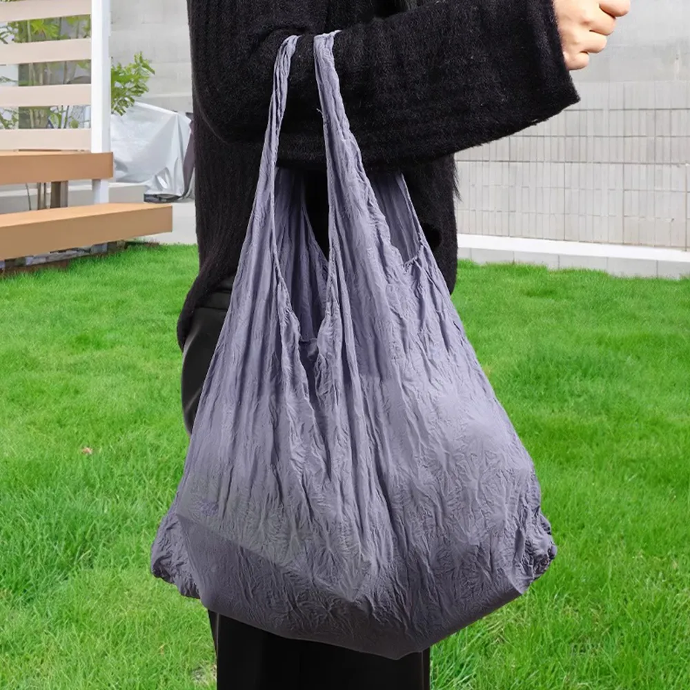Stretchable Large Capacity Shopping Portable Magic Expansion Handbag Fold Pleated Storage Tote Bag Stretch Shopper Bags_voghion.com
