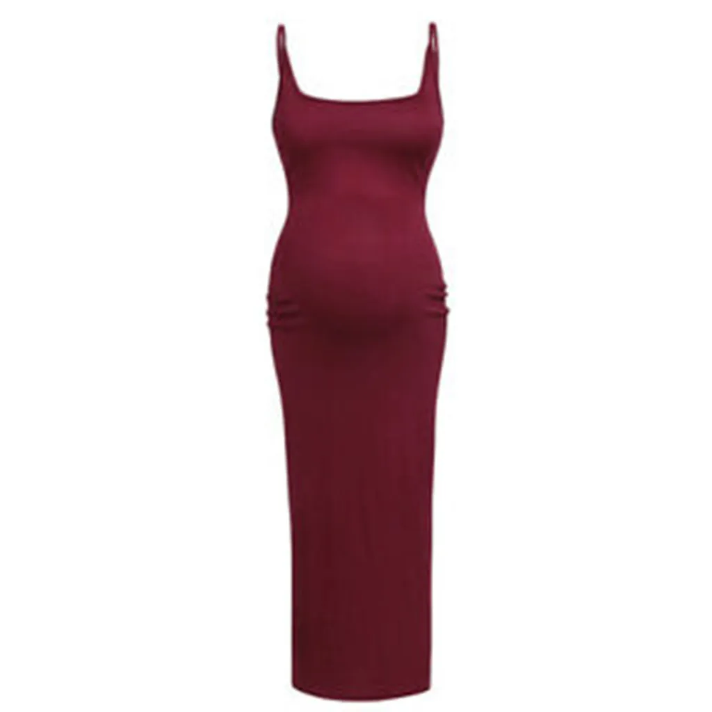Robes de grossesse pour femmes, vêtements pour femmes enceintes, couleur unie, sans manches, décontractées, douces, robe de maternité, LJ201125_voghion.com
