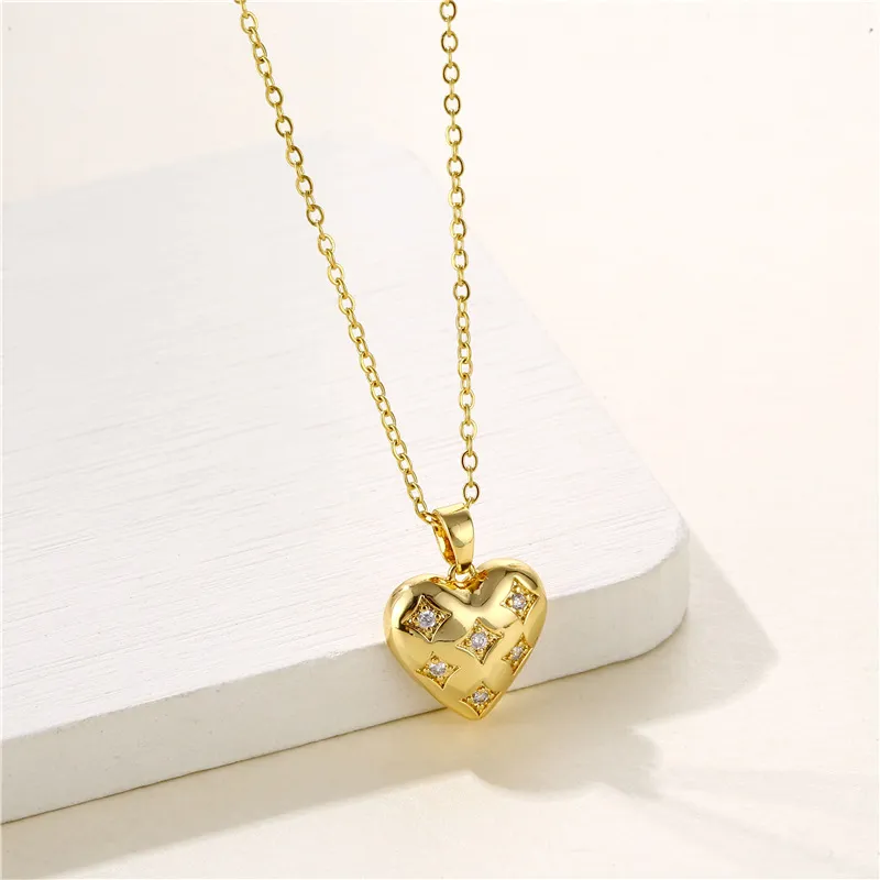 Collane con ciondolo Collana con cuore in cristallo di zircone per donna Fidanzamento Matrimonio Choker Collare Catena Gioielli in stile coreano_voghion.com