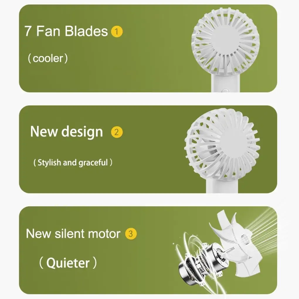 EcoCool Mini Handheld Fan - 3 Speed USB Indoor/Outdoor Base_voghion.com