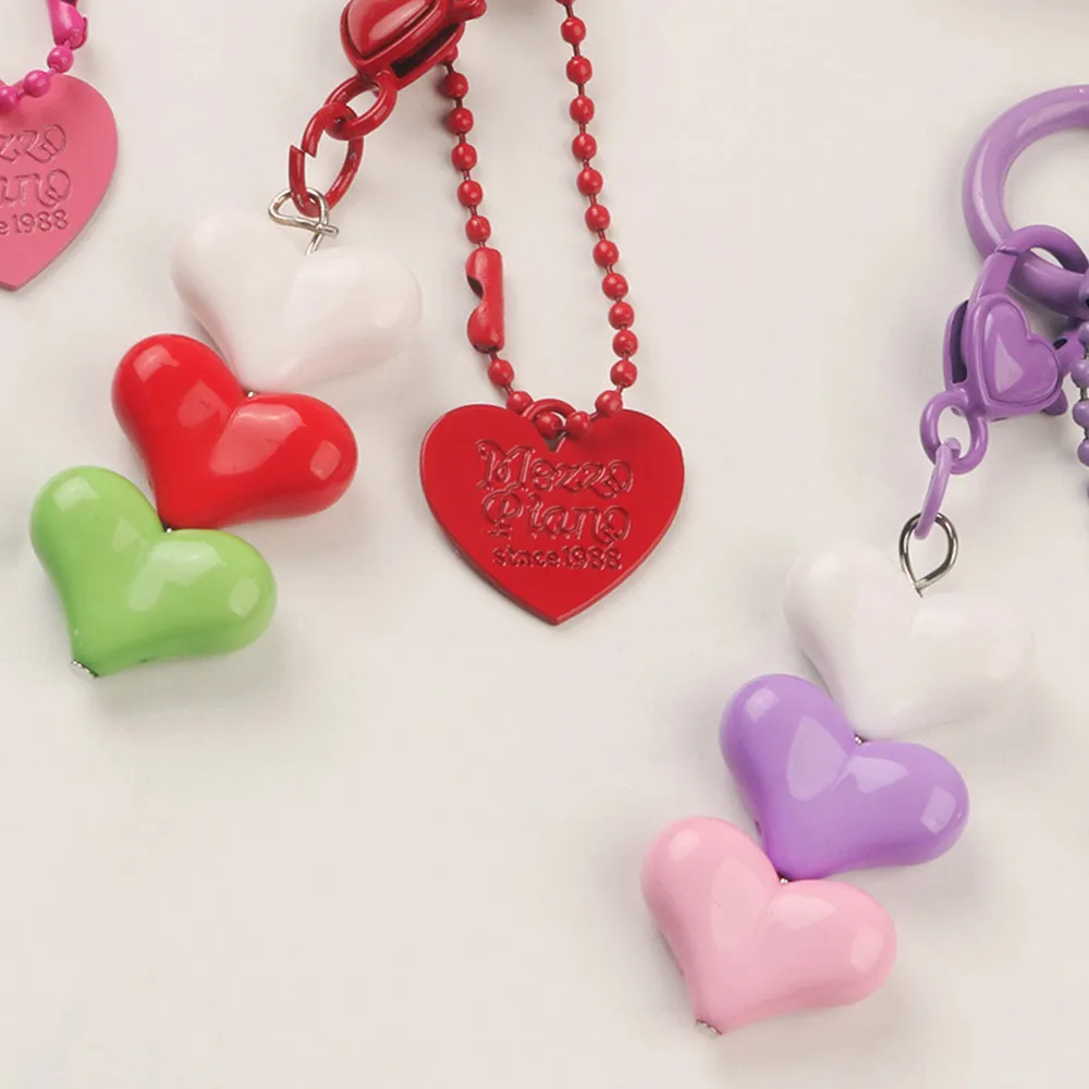 Catene per cellulare con ciondolo a forma di cuore 3D coreano, carine, per donne, portachiavi, dolce, color caramella, decorazione, gioielli_voghion.com