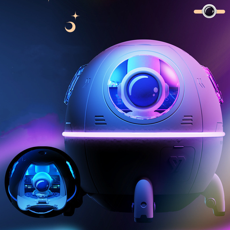 Space Capsule Loftbefeuchter USB Ultrasonic Cool Mist Aromatherapie Waasserdiffuser mat Led Light Astronaut Luftbefeuchter_voghion.com