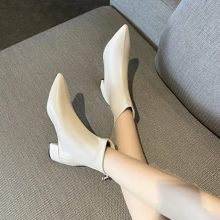 Women's Elegant Black Soft Leather High Heel Pointed Toe Slimming Stretchy Knee-length Boots New Arrival Autumn/winter_voghion.com