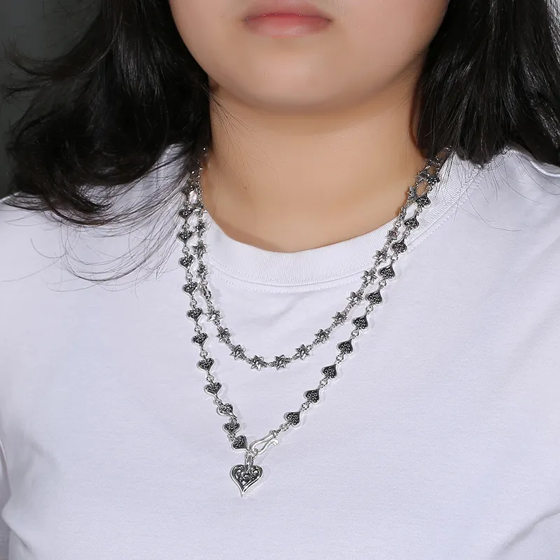 Catene S Sterling Sier Collana Personalizzata Versione Coreana Catena Collare Stella a Sei Punte Moda Uomo Fatto Vecchio_voghion.com