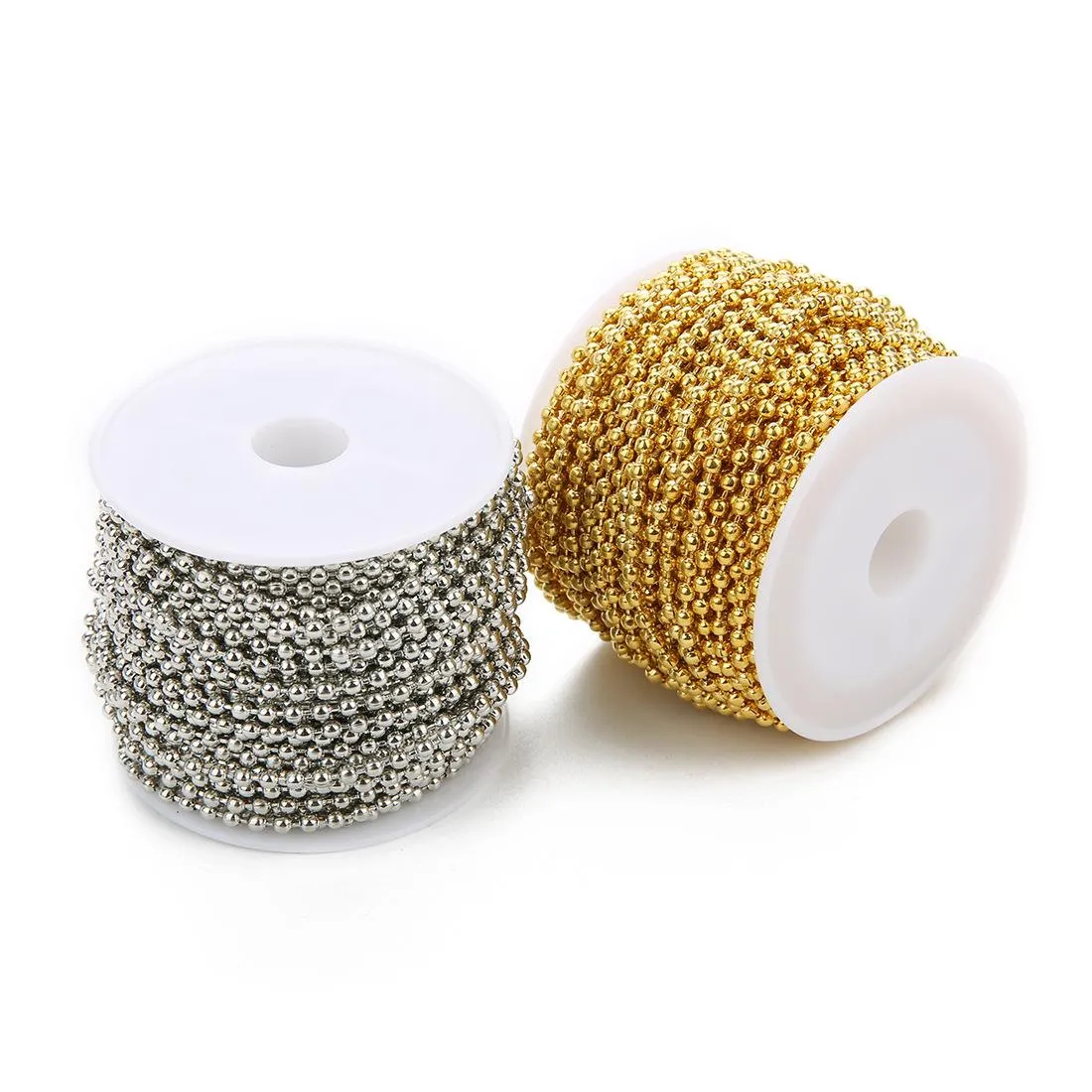 10 yards/Rotolo Larghezza 2mm Catene di Perline a Sfera in Metallo Collana Ferro Oro Rosa Argento Bronzo Nero Catena Accessori per Gioielli Fai da Te_voghion.com