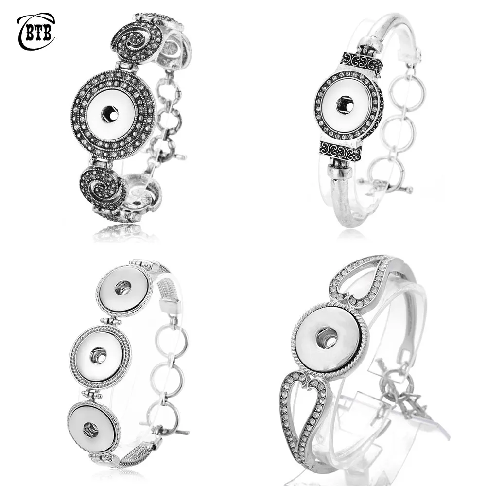 Bracelets à breloques Bouton-pression Bijoux Bracelet Bracelet en métal réglable Interchangeable Couleur mixte Envoi gratuit_voghion.com