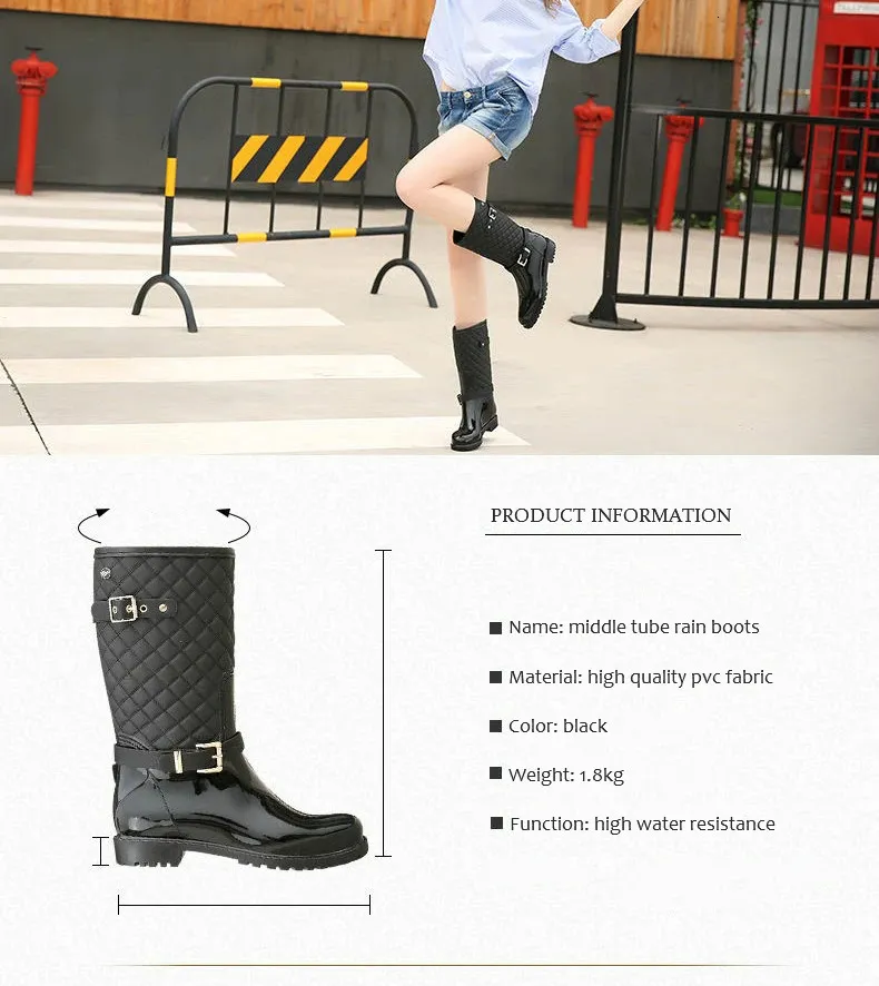 Fashion High Quality Water Shoes Warm Plaidlady Womens Rain Boots 241126_voghion.com