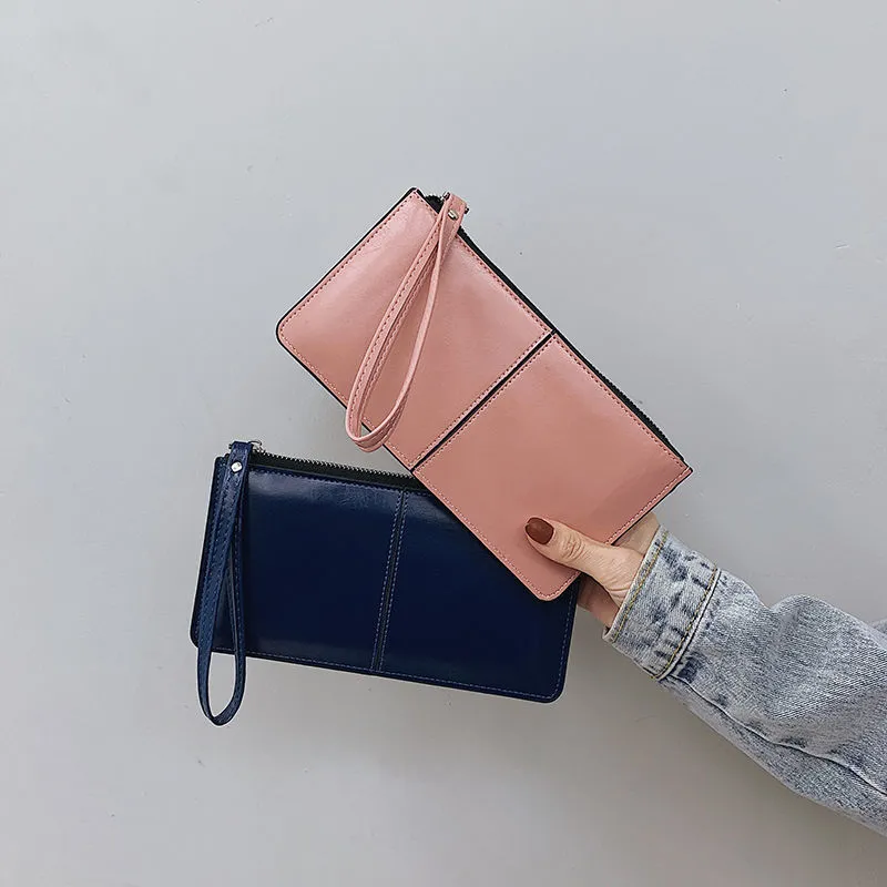 Yogodlns Fashion Solid Color Wallet Female PU Leather Handbag Long Zipper Clutch Card Holder Coin Purse Multi-layer_voghion.com