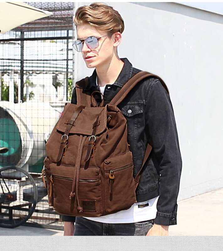 College Student Men's And Women's Canvas Backpack, 15.6-inch Computer Bag_voghion.com