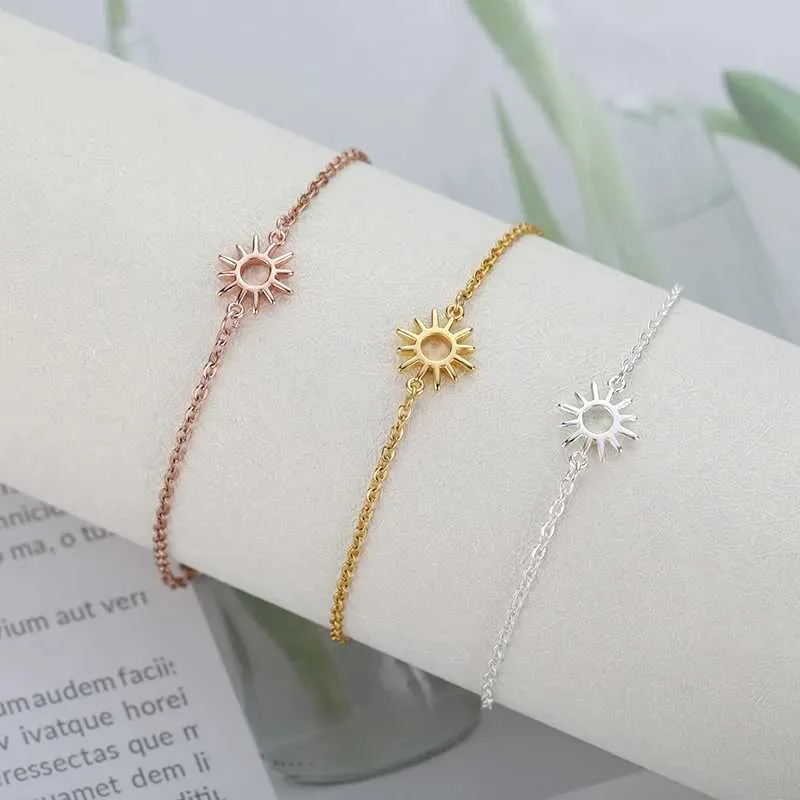 Bangle ICFTZWE Sun Hollow Bracelets For Women Stainless Steel Hand Chain Vintage Suower Anklet Boho Foot Jewelry Gift_voghion.com