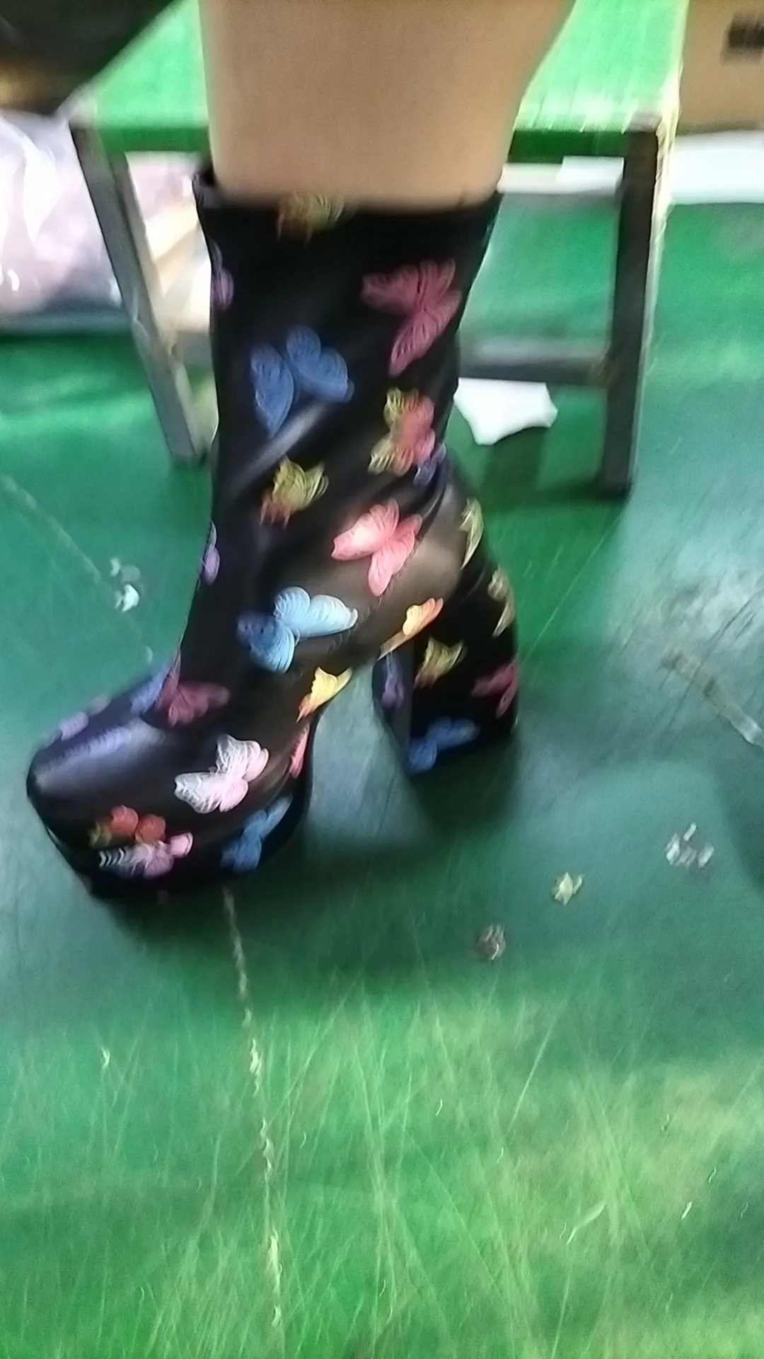 Bottines de créateur pour femme de marque, plateforme épaisse, bottes de cowboy bleues, chaussures solides en PU pour femmes, nouvelles chaussures sexy à talons hauts de 10 cm_voghion.com