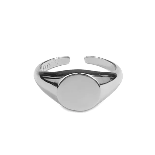 Vendite calde ANENJERY Sier Color Signet per donne e uomini Anello rotondo in oro Gioielli geometrici per feste Regali_voghion.com