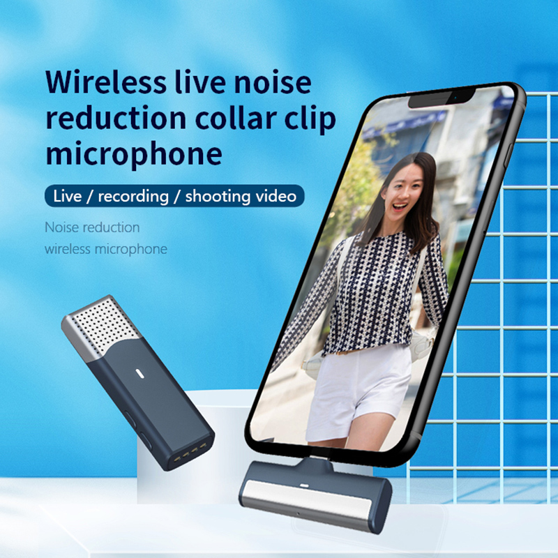 2.4G Wireless Lavalier Microphone Portable Audio Video Recording Mic for iPhone Android Live Broadcast Gaming Phone Microfonoe_voghion.com