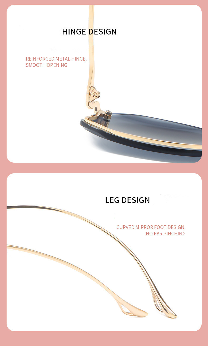 Nuovi occhiali da sole alla moda senza montatura per donna con aste curve in metallo deformato, occhiali da sole con protezione solare ripresi da celebrità di Internet._voghion.com