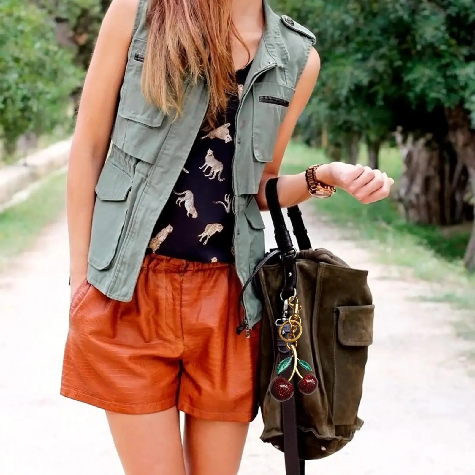 Bag Cute Keychain with Metal Key Ring and Clip Cherry Charm PurseBags Accessories for Women 240813_voghion.com