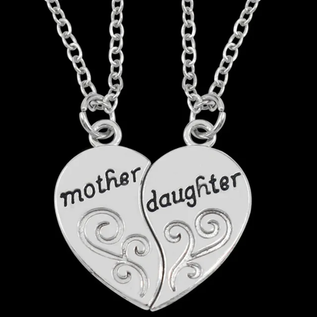 Fashion 2pcs Antique Sier-plated Necklace Fashionable Mother Beautiful Daughter Combination For Love Parent Child Style Jewelry_voghion.com