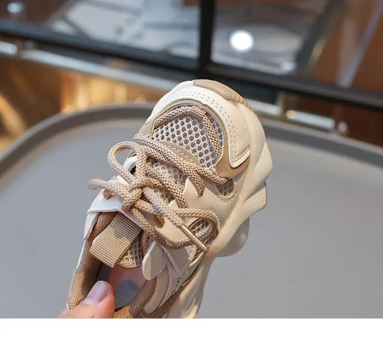 Childrens mesh breathable short chubby TPR running for boys and girls childrens casual sports shoes white tennis 3 4 5 6_voghion.com
