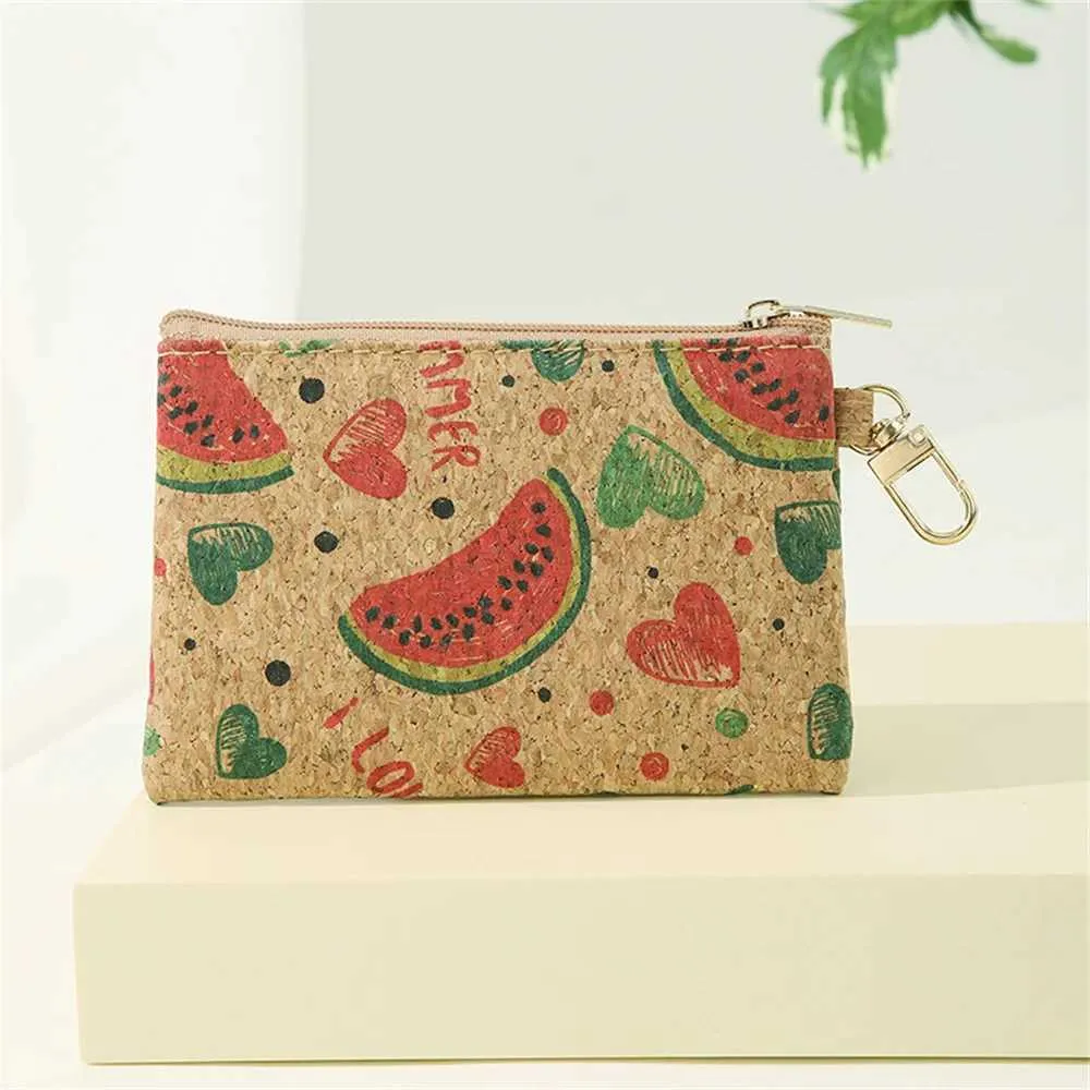 ISKYBOB Portofel vintage din plută pentru bărbați și femei, cu imprimeu de cereale, la modă, casual, nostalgic, ambreiaj mic cu fermoar, portofel pentru chei, C241210_voghion.com