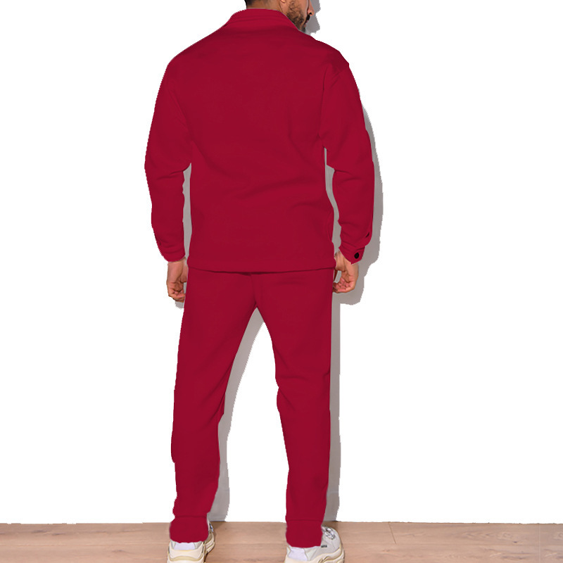 2024 Große Mode Trendy Herren Herbst Knopf Wildleder Casual Jacke Hose 2 Stück Set_voghion.com