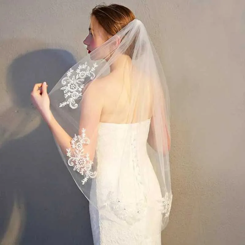 Gioielli per capelli, elegante velo da sposa in pizzo, pettine, regalo per damigelle d'onore, applique con diadema beige._voghion.com